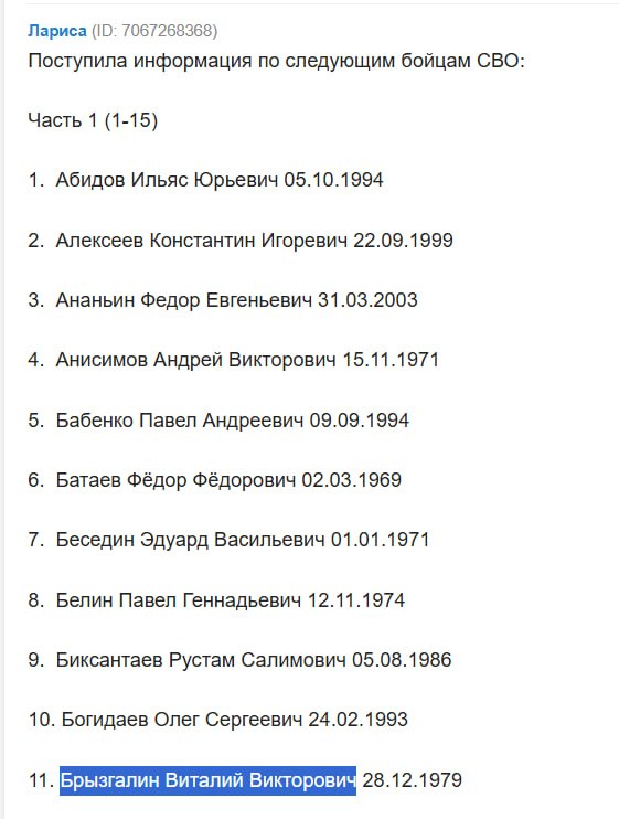 Bryzgalin Vitaliy Viktorovich