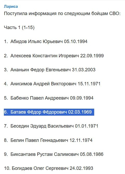 Bataev Fedor Fedorovich